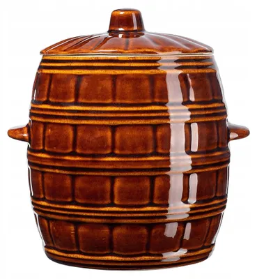 Obrázok produktu pre Nádoba na kyslé zelie a uhorky – fermentačná nádoba z kameniny, 8 litrov, hrubá keramika, opakovane použiteľná, s pokrievkou, hnedá