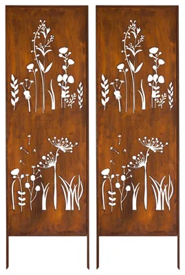 Produktbild von Sichtschutz Metall 2x - 160 cm x 50 cm - Edelrost - Rostoptik Sichtschutz für Garten - Sichtschutzelement - Sichtschutzwand - Gartendekoration Zaun Spare ganz einfach 5 €