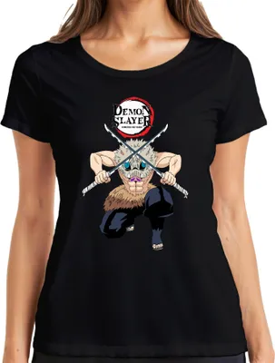 Produktbild von Demon Slayer Inosuke Kimetsu no Yaiba Ebermaske Anime Geschenk Damen T-Shirt, Schwarz, S