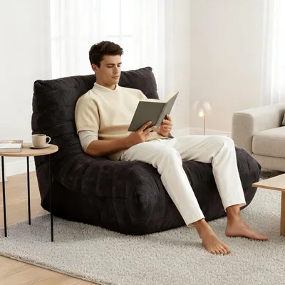 Sitzsack-Sofa, Chenille, mit Rückenlehne, Braun