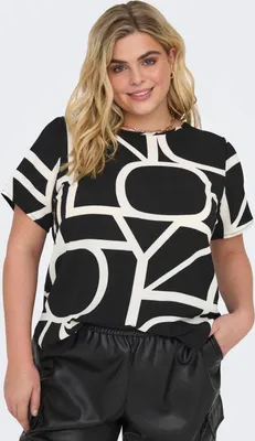 Productafbeelding van Dames top met korte mouwen, oversized model, speciaal ontworpen voor vollere vrouwen, maat 44