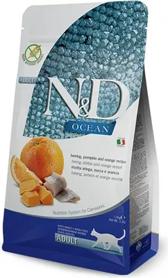 Zdjęcie produktu dla Sucha karma FARMINA N&D OCEAN CAT HERRING PUMPKIN & ORANGE ADULT 1,5kg