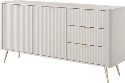 Zdjęcie produktu dla FURNLUX Kredens Lante Biały 163cm / Kolor główny: Beżowy / Wymiary: 163 x 81 x 38 cm