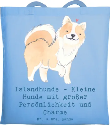 Produktbild von Mr. & Mrs. Panda Schultasche Charme Islandhund - Sky Blue - Geschenk, lebhaft, intelligente Hunde, Wachhunde, Tasche, Hunderassen Beschreibung, Familienmitglieder