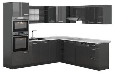Obrázek produktu pro Rohová kuchyň Vicco R-Line Antracitový vysoký lesk/Antracit 247 x 237 cm, PD Mramor, Model 53362