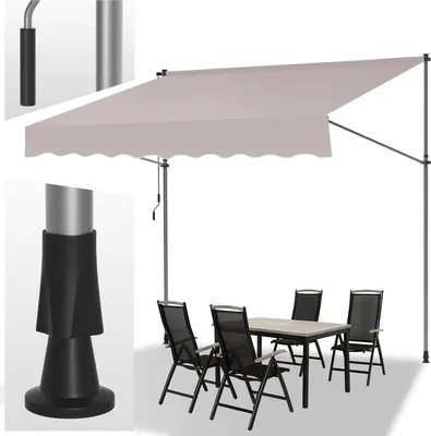 Produktbild von Clanmacy Klemmmarkise 350x120cm Markise Höhenverstellbare Balkonmarkise mit Handkurbel Sonnenschutz ohne Bohren für Terrasse und Balkon Beige