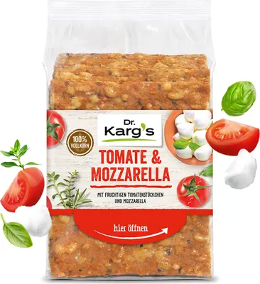 Produktbild von Dr. Kargs Tomate und Mozzarella Weizenvollkorn Knäckebrot 200g