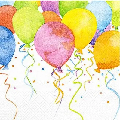 Produktbild von 20 kleine Cocktailservietten Balloons - Kunterbunte Luftballons 25x25cm