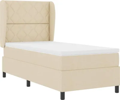 Productafbeelding van vidaXL Boxspringbed met matras en hoofdeinde, crème, 90 x 200 cm, stof
