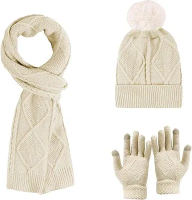 Image de Ensemble gants, bonnet et écharpe en tissu doux et chaud