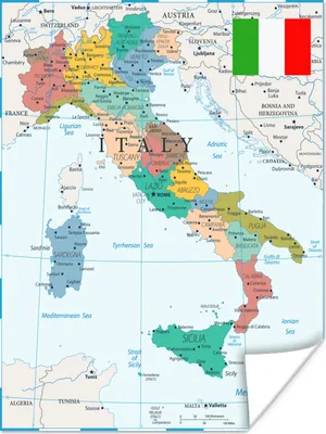 Produktbild von MuchoWow® Poster Karte - Italien - Städte 120x160 cm - Wandbilder