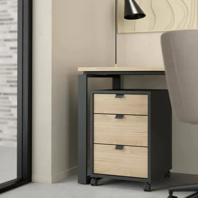 Image de Agazzino - Commode, 48x41x61h cm Chêne Brun, 3 Tiroirs