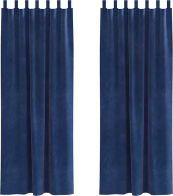 Image de vidaXL Rideaux occultants, 2 pièces, bleu foncé, 140 x 260 cm, velours