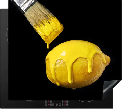 Produktbild von KitchenYeah© Herdabdeckplatte Gelb gefärbte Zitrone , 60x52cm, Küche Deko, Glaskeramikkochfeld Herdabdeckung, Abdeckplatte fùr Kochfeld