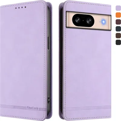Image de Etui pour Google Pixel 8, étui rétro en cuirPolyuréthaneavec support et fentes pour cartes Violet