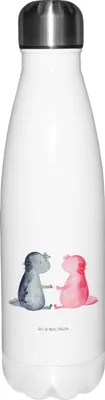 Produktbild von Mr. & Mrs. Panda Trinkgefäß Axolotl Liebe - Weiß - Geschenk, Wasserflasche, Thermo-Trinkflasche, trinkflaschen, Valentinstag, Trinkflasche, thermosflaschen, Lurch