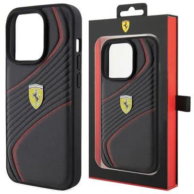 Produktbild von Ferrari Twist Metal Logo - iPhone 15 Pro Max Case (black)