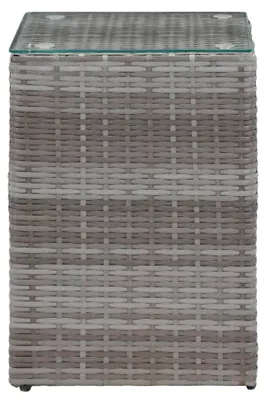 Produktbild von vidaXL Beistelltisch mit Glasplatte Grau 35 x 35 x 52 cm Poly Rattan