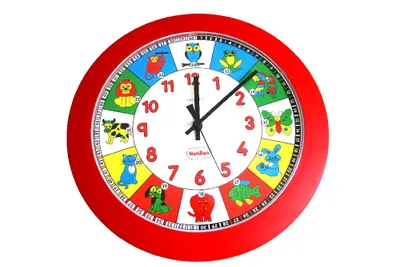 Produktbild von EDUPLAY 120-128 Lernuhr rote Zahlen mit Tiermotiven Ø 28 cm, bunt (1 Stück)