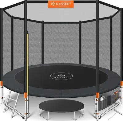 Produktbild von KESSER® - Trampolin  | Rheinland GS  | Komplettset mit Sicherheitsnetz, Leiter,  Randabdeckung, Seitentasche & Zubehör | Kindertrampolin Gartentrampolin Belastbarkeit 150 kg