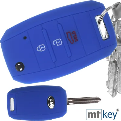 Produktbild von Auto Schlüssel Hülle Silikon Schutz Cover Blau kompatibel mit KIA Picantio Rio Ceed Soul Sportage Stonicens 3 Tasten Klappschlüssel