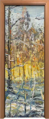 Produktbild von Türposter 70x200 cm Türaufkleber Türtapete Türfolie Klebefolie Winter Landschaft mit weißen Bäumen