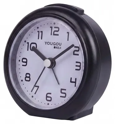 Zdjęcie produktu dla Avizar, analogowy budzik kwarcowy, cichy, minimalistyczny design, czarny