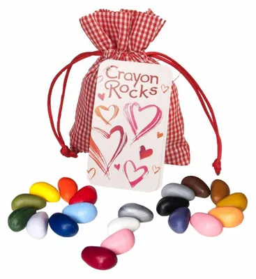 Obrázok produktu pre Sada voskových pasteliek Crayon Rocks v tvare srdca – 20 farieb v bavlnenom vrecku