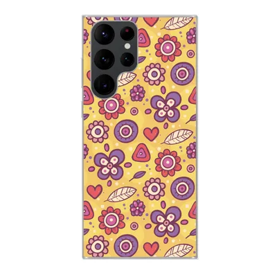 Produktbild von MuchoWow® Handyhülle Schutzhülle Hülle für Samsung Galaxy S22 Ultra Muster - Blumen - Lila - Orange Silikon Softcase Handy Hülle - Abbildung