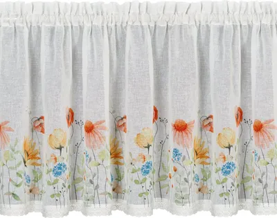 Produktbild von Eurofirany Bistrogardine Scheibengardine 60x150 Blumen Dekoration mehrfarbig Landhaus Deko
