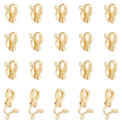 20 Stück 18K vergoldete Clip-On Ohrring-Befestigungen, 12 mm, Edelstahl
