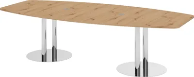 Produktbild von bümö Konferenztisch mittel KT28 - Nachbildung: Asteiche, tischfuss: Chromsäulen