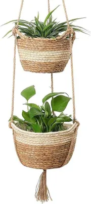 Produktbild von Handgeflochtener Pflanzenschmuck für Seegras- und Blumenpflanzen - Innenraum-Set aus 2 Teilen