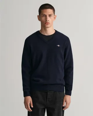 Produktbild von Gant Superfine Lambswool Pullover Mit V-ausschnitt Blau S Mann Blau S