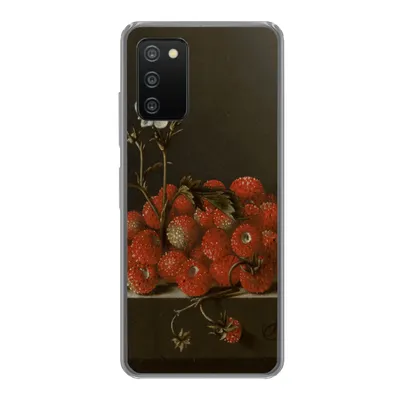 Produktbild von MuchoWow® Handyhülle Schutzhülle Hülle für Samsung Galaxy A03s Stilleben mit Walderdbeeren - Gemälde von Adriaen Coorte Silikon Softcase Handy Hülle - Schutz