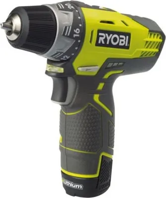 Zdjęcie produktu dla RYOBI 12 V litowa, akumulatorowa wkrętarka kompaktowa R12DD-220S, maks. moment obrotowy 30 Nm, z akumulatorem 2 x 12 V 2,0 Ah i szybką ładowarką