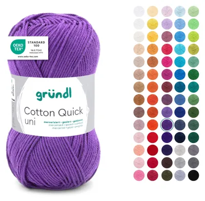 Produktbild von Gründl Wolle Baumwolle Quick uni Häkelgarn 1 Knäuel 50 g, Violett