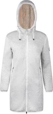 Produktbild von Blue Wave Damen Strickfleecemantel Naomi mit warmen Teddy-Futter - Fleecemantel mit Kapuze in Grau Melange Größe 36