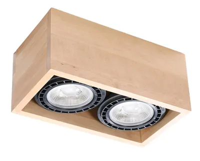 Image de Plafonnier QUATRO 2 bois naturel 2xGU10/ES111 10W bois 10x14x27cm Sollux Lighting