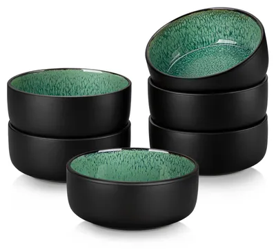 Müslischalen-Set für 6 Personen, Steingut, grün, 720 ml