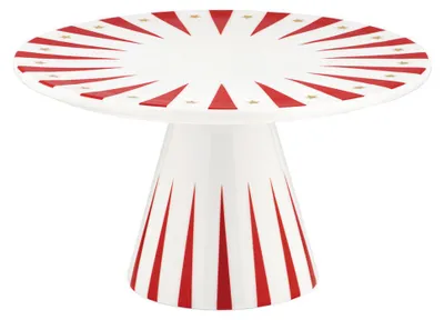 Immagine prodotto di Alessi - Piatto "Delight" su piedistallo, altezza: 12 cm, bianco/rosso