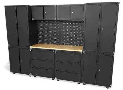Produktbild von HBM Premium-Werkstattsystem, 11-teilig, mattschwarz
