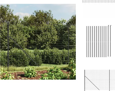 Produktbild von vidaXL Maschendrahtzaun mit Bodenflansch Anthrazit 1,8x25 m -  Zaunfelder