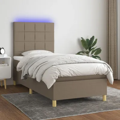 Produktbild von Design Möbel Boxspringbett mit Matratze & LED Taupe 100x200 cm Stoff - 2024 Neu