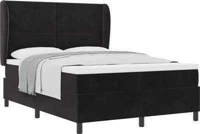 Obrázok produktu pre Posteľ s pružinovým rámom s matracmi Čierny 190 x 140 cm Zamat