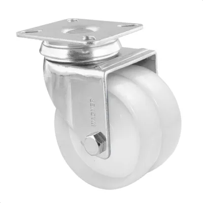 Produktbild von WAGNER Lenkrolle Doppelrolle - Ø 75 mm, Stahl verzinkt, weiß, Anschraubplatte, Tragkraft 100 kg - 03127701