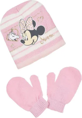 Produktbild von Disney Minnie Mouse Winter Herbst Mütze und Handschuhe Set für Mädchen