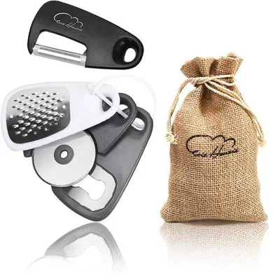 Produktbild von Kompakte 5-teilige Küchenhelfer-Set: Reibe, Schäler, Flaschenöffner