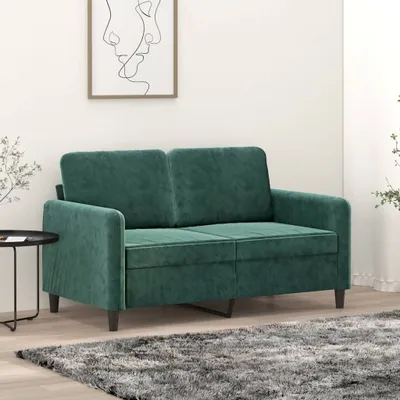 Image de Canapé exclusif, modèle 2 places, couleur vert foncé, 120 cm, revêtement en velours
