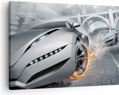 Produktbild von Bild auf Leinwand - Leinwandbild - Sportwagen Sport Rennen Geschwindigkeit - 70x50cm - Wand Bild - Wanddeko - Leinwanddruck - Bilder - Kunstdruck - Leinwand bilder - Wandkunst - AA70x50-2650